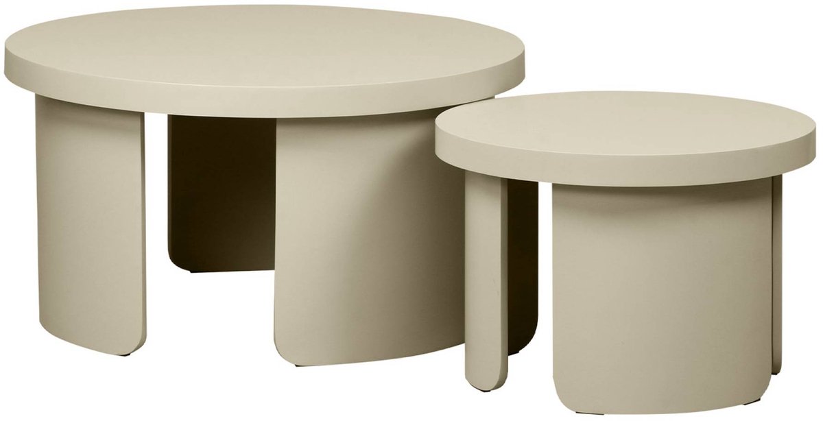 sweeek Set van 2 ronde nesttafels, salontafel - luma Beige