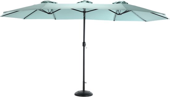 Grote Parasol - Dubbele Parasol - Tuinparasol - Rechthoekige Parasol - Met Zwengel - Stalen Frame - Zonder Voet - Tuin - 450 cm - 1 Stuk - Lichtgroen