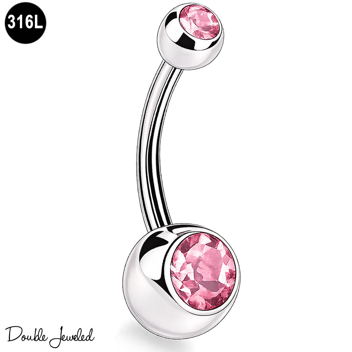 Navelpiercing – 316L Chirurgisch Staal – Navel Piercing 1.6mm – Licht Roze