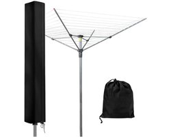 Droogmolenhoes - Droogmolen Hoes Universeel - 165x16x16 cm - 210D Heavy Duty Roterende Droogrek Hoes - Afdekking Buiten - Ritssluiting - Zonwering - Waterdicht - voor Tuindroger, Droger - Zwart