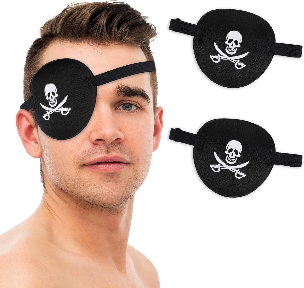 2 Stuks 3D Verstelbare Elastische Ooglap, Comfortabele Medische Oogmasker voor Amblyopie, Lui Oog en Cosplay Gebruik