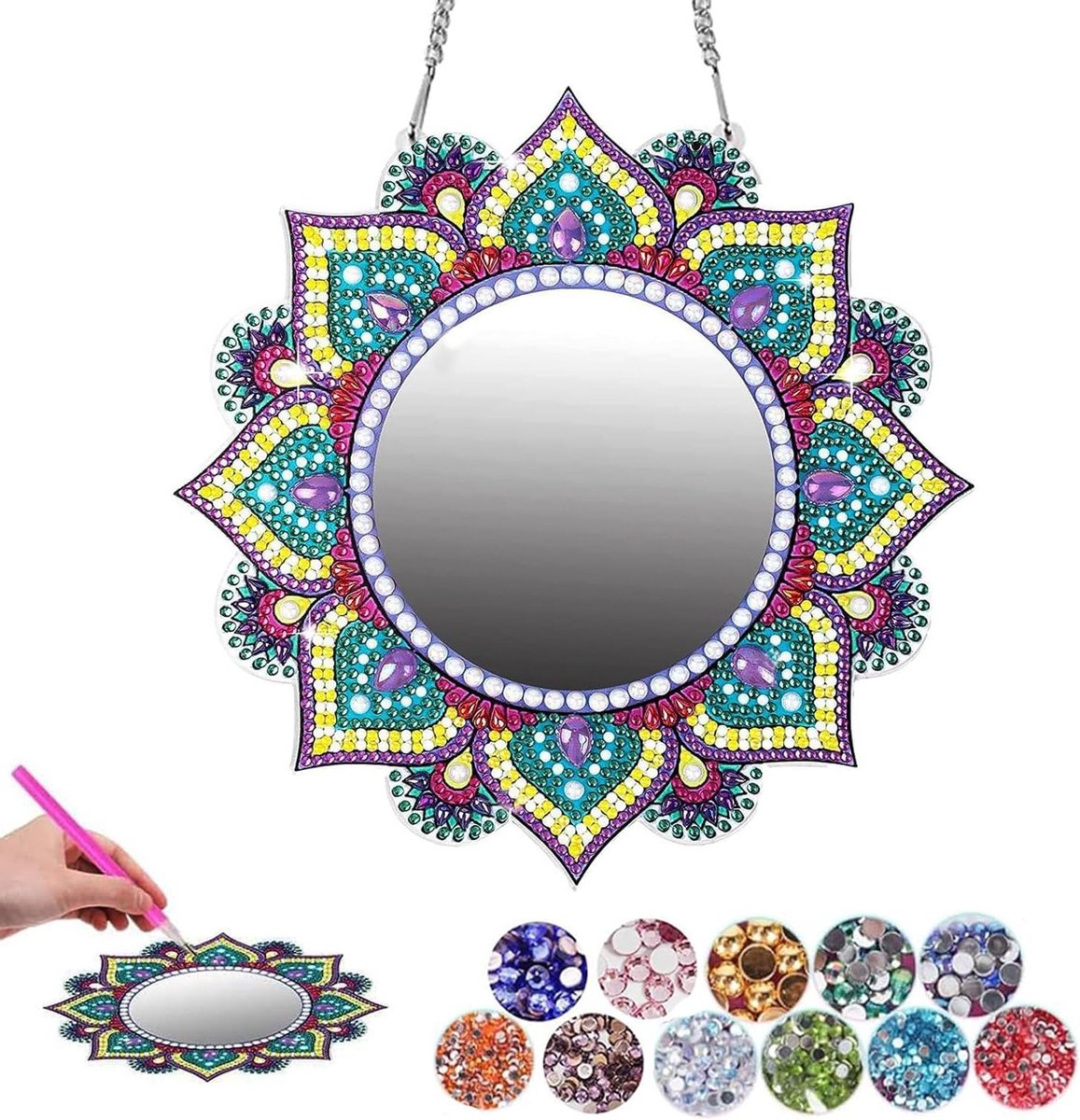 5D Diamant Schilderen Set voor Meisjes van 6 tot 12 Jaar - Make-up Spiegel, Creatieve Knutselset, Verjaardagscadeau en Kamerdecoratie