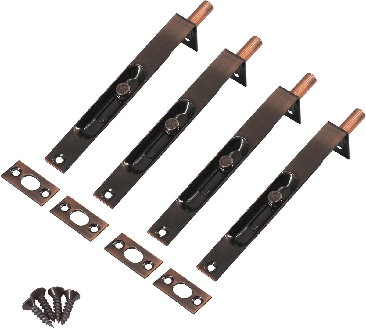 Verstevigde 4 Inch RVS Verborgen Deurslot Flush Slide Latch Bolt met Schroeven - Set van 4 voor Veiligheid en Privacy