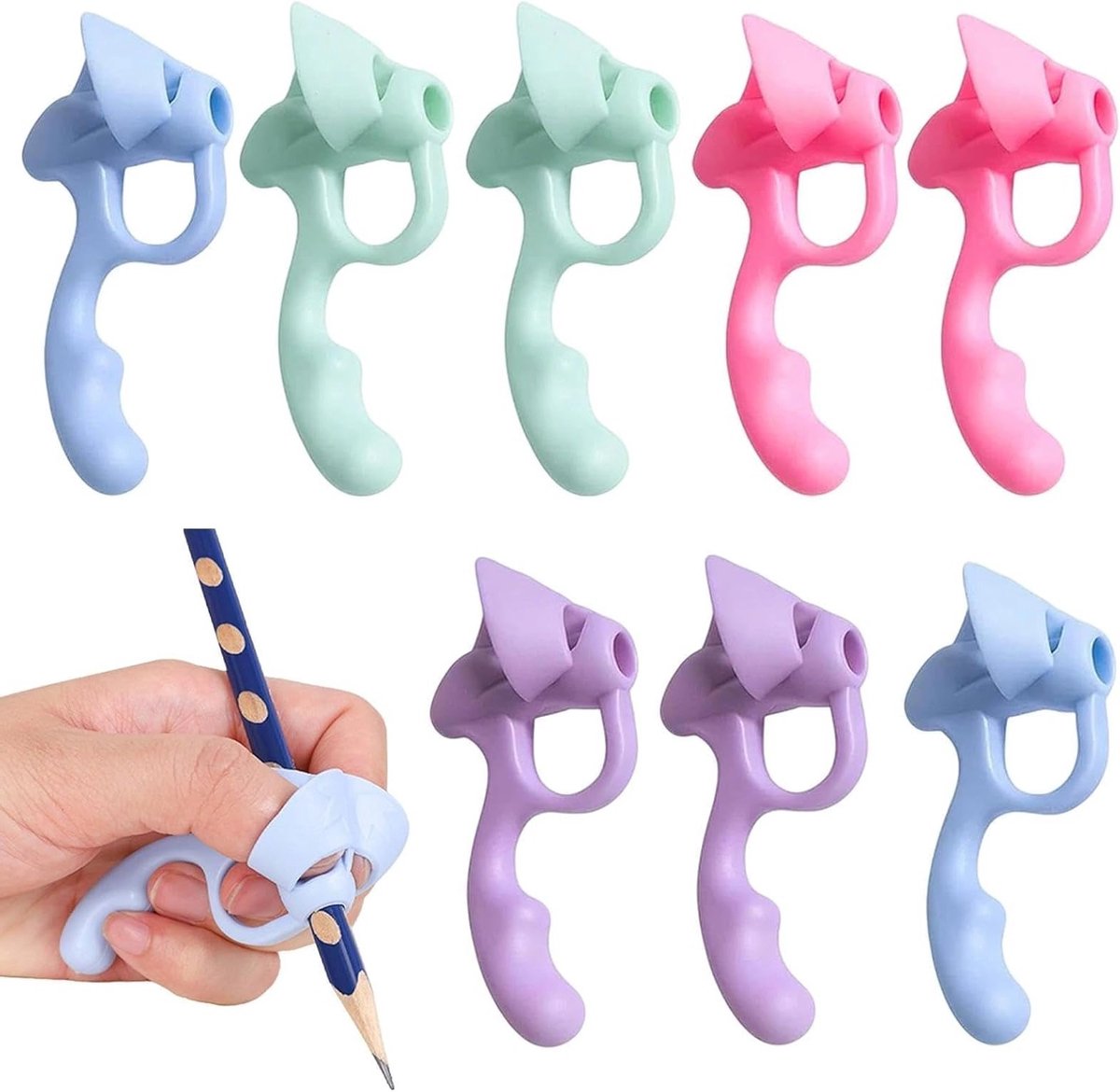 8 Stuks Schrijfhulpmiddelen voor Kinderen - Penhouder, Grip Hulp en Leermiddelen voor Links- en Rechtshandigen - Schoolbenodigdheden en Cadeaus voor Beginners