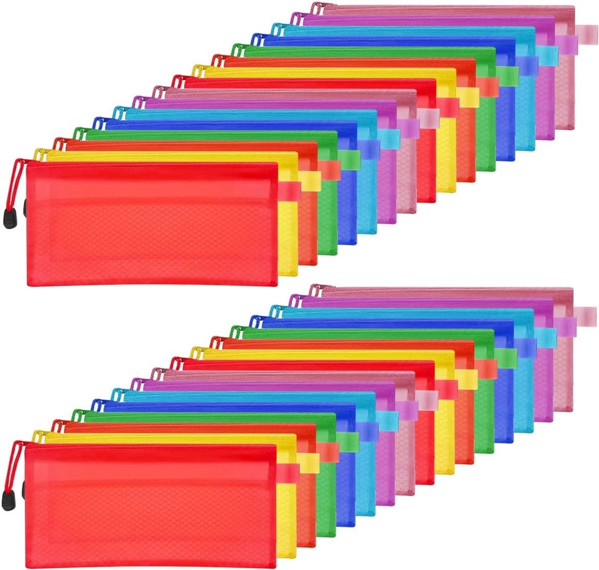 32 Stuks A6 23.5x11.5cm Pennen Etuis - Waterdichte Plastic Opbergzakken voor Kantoor, Make-up en Reizen, 8 Kleuren