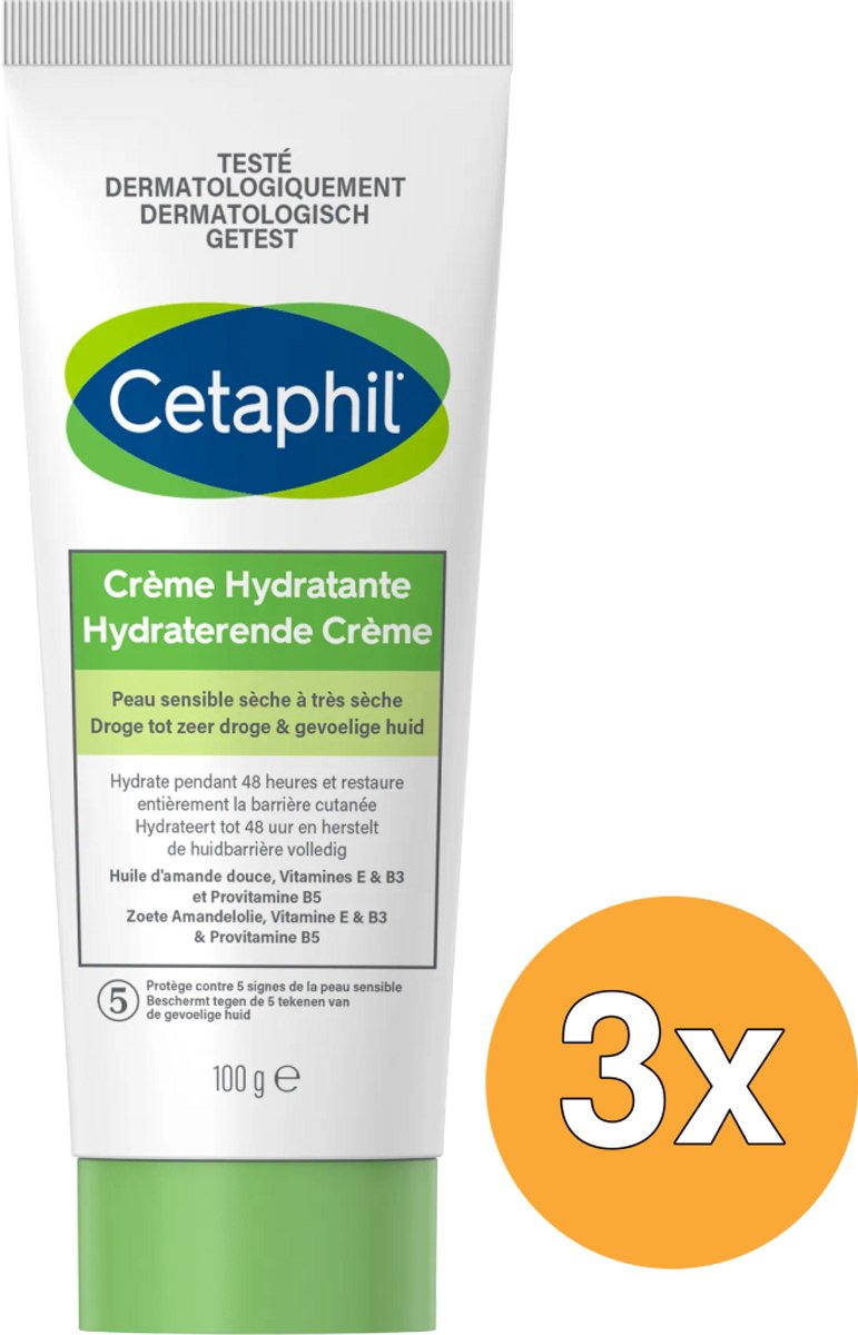 3x Cetaphil Hydraterende creme (100 gr)