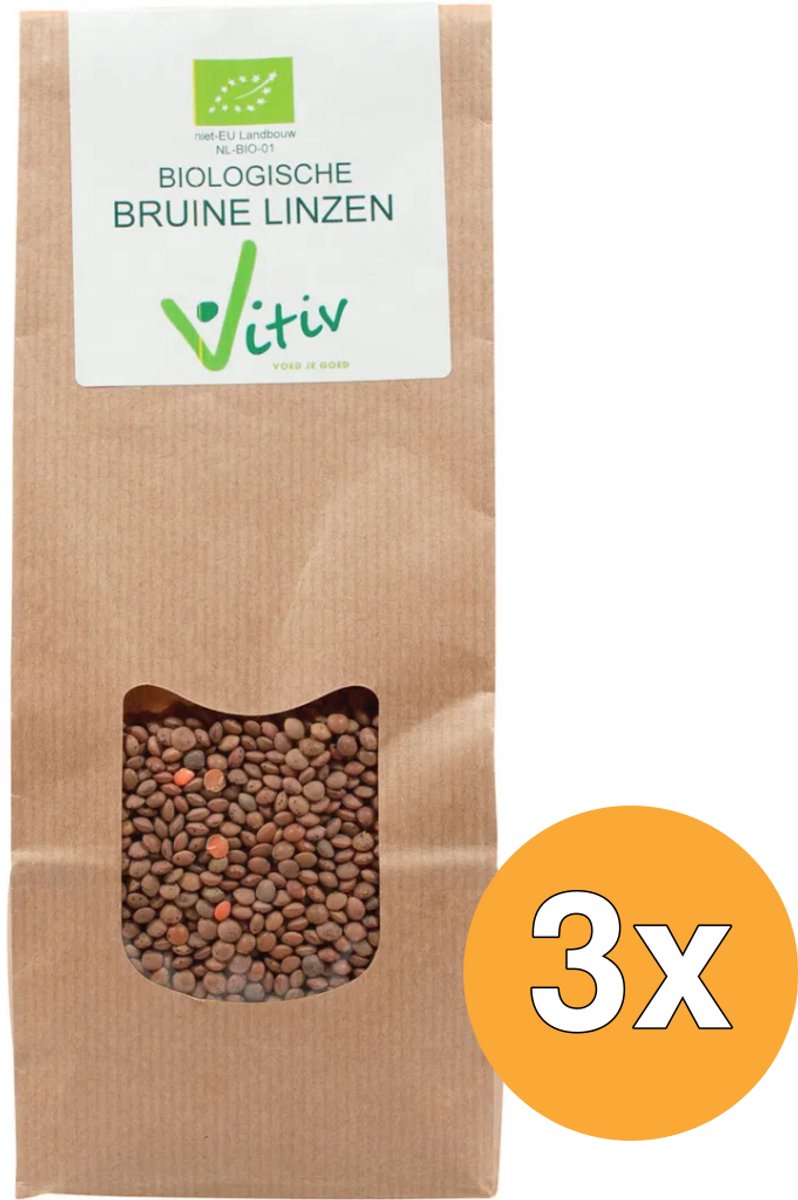 3x Vitiv Bruine Linzen Bio (500 gr)