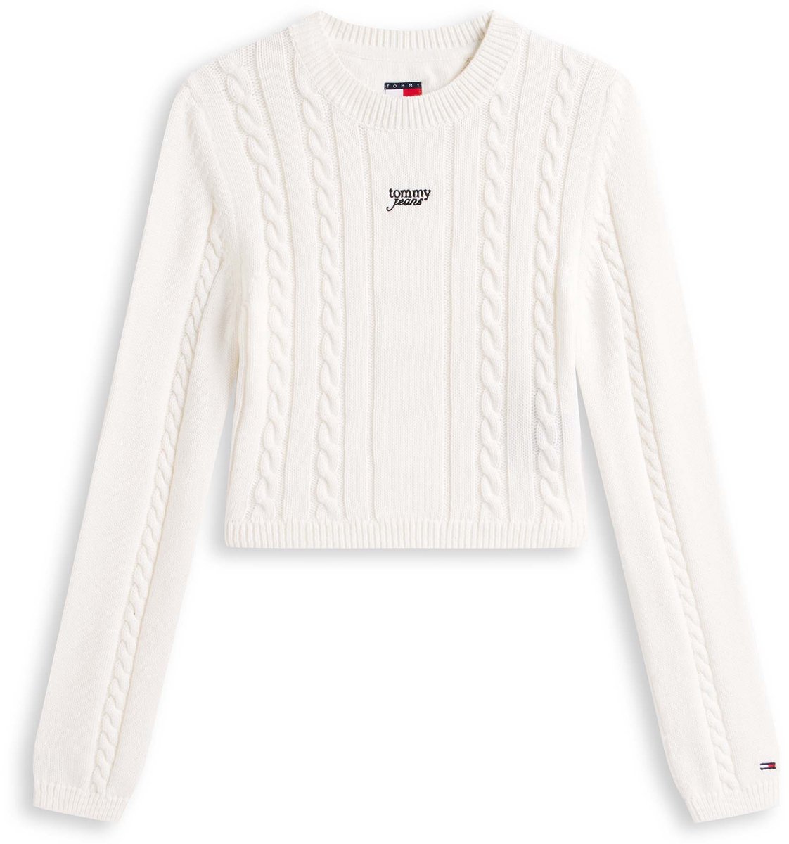 Tommy Jeans Tjw Cable Script Swe Trui Fashion Wear Vrouwen Wit