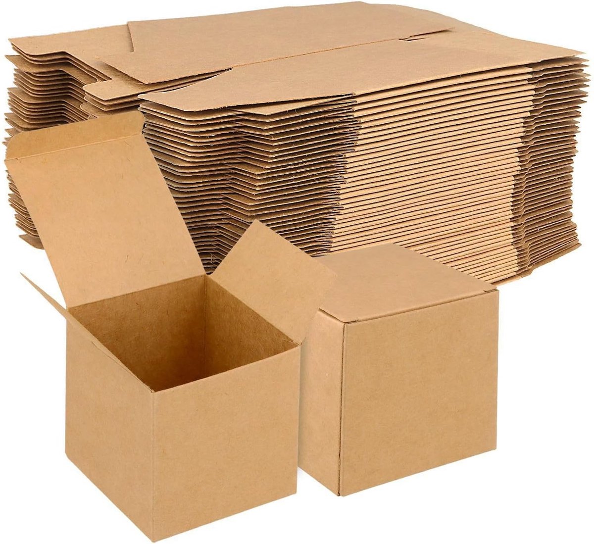 100 Stuks Kraft Papieren Cadeau Dozen met Deksel, 8x8x8cm, Makkelijk in Te Samenstellen voor Trouwen en Verjaardagsfeestjes