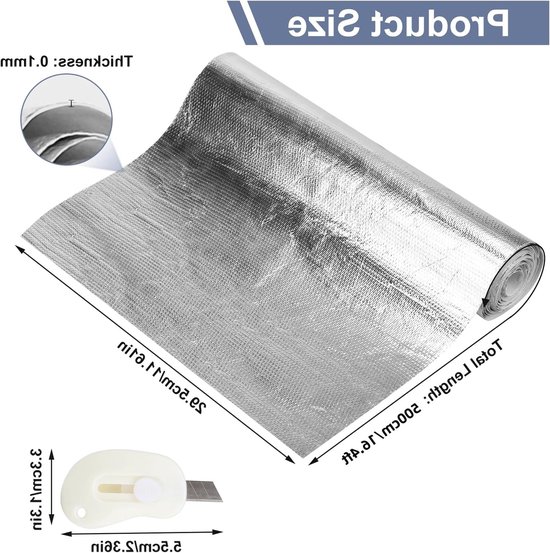 Thermische Beschermmat van Aluminium, Zelfklevend, 30 x 500 cm, Isolatie voor Hittebestendigheid, Warmtebescherming voor Slangen en Kabels — afbeelding 5