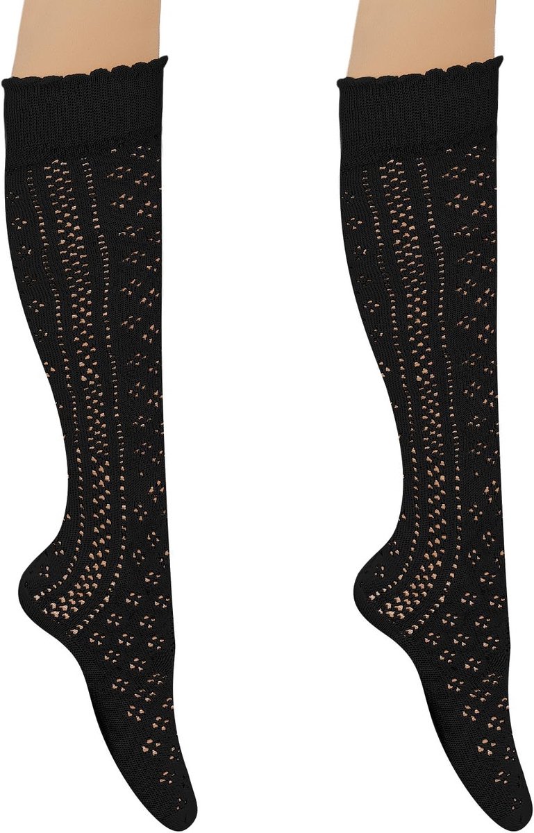 Kniehoge Katoenen Gehaakte Sokken voor Dames - Perfect voor Oktoberfest en Feestkleding