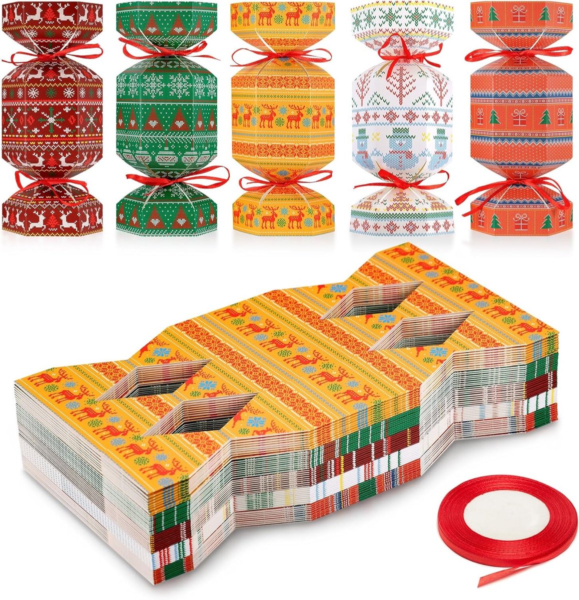 DIY Kerst Cracker Kit van 50 Stuks voor Feestelijke Tafelversiering, Cadeauverpakking en Verjaardagsdecoratie
