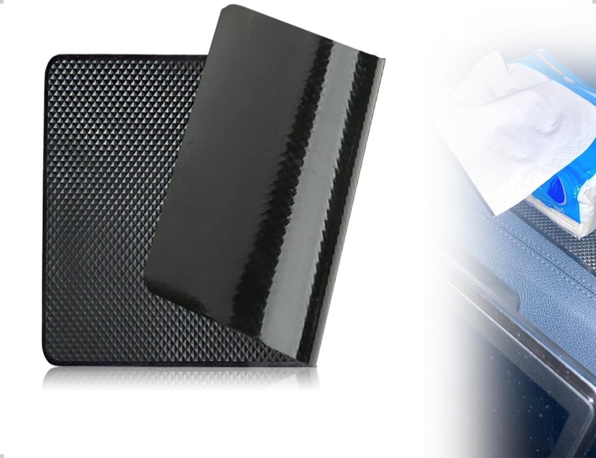 Seb2 - Anti-slip Mat - Silicone Mat - Voor veilige opberging - Zwart - Smartphone en accessoires - Perfect voor auto - 19 x 12 cm