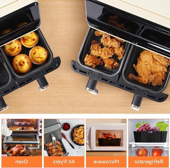 Set van 2 Herbruikbare Siliconen Air Fryer Liners, Ideaal voor Frituren, Bakken en Koken in de Airfryer — afbeelding 4