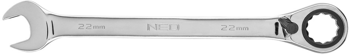NEO - Klucz Płasko-Oczkowy met Ratchet - 22 mm - 72 Tanden - Chroom-Vanadium Staal