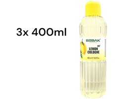 Bebak Limon Kolonyası 80° – 3x400 ml PET Voordeelverpakking | Citroen Eau de Cologne | Handhygiëne & Verfrissende Geur | Turkse Klassieke Cologne