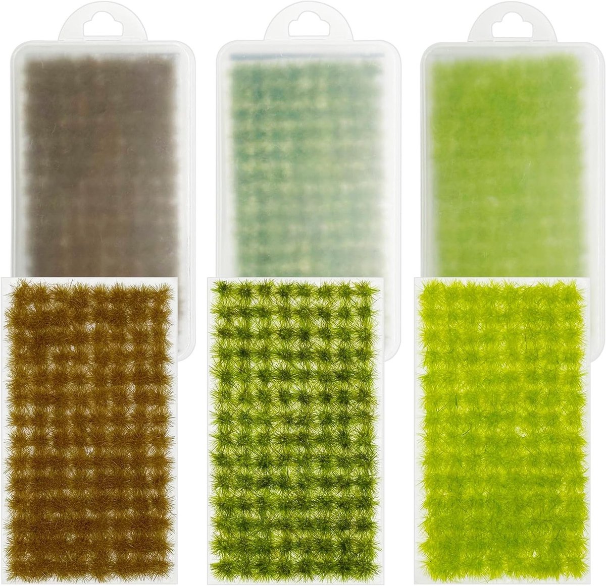 312PCS Static Grass Tuft Set - 3 Kleuren Kunstgras voor Modelspoor, Diorama en Miniatuurlandschappen