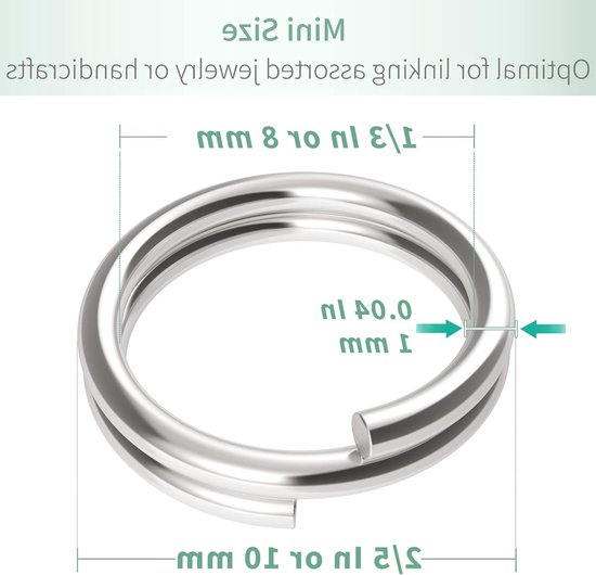 100 Stuks 10mm Kleine Splitringen met Dubbele Lussen voor Sieraden, Armbanden, Oorbellen en DIY Creaties — afbeelding 5