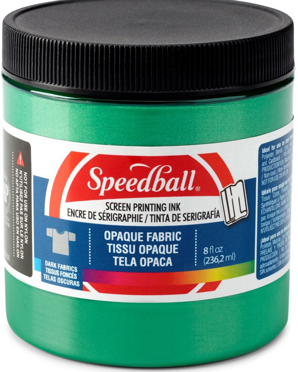 Shimmer fabric ink emerald screen printing -Speedball