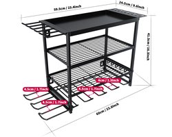 Innovastore Powertool Organizer - Gereedschap organizer - Gereedschapsrek - Garage werkplaats - 4 laags - Metaal - Zwart