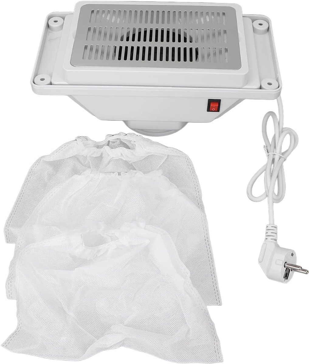 RUX® Nagel Afzuiger - Stofafzuiger Nagels - Stofafzuiging Met Opbergzakken - Nageltafel – Nail Dust Collector Met Krachtige Afzuiging - Manicure - Pedicure - Wit- 31cm x 17cm x 17cm