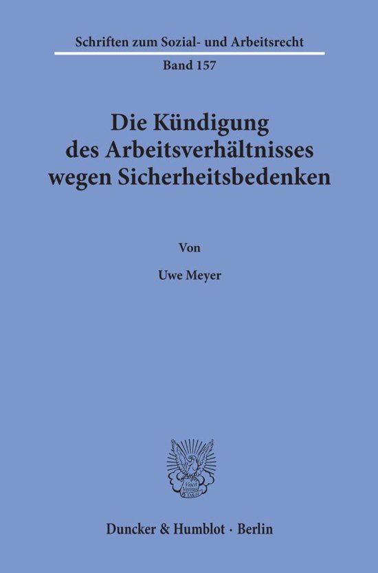 Die Kündigung des Arbeitsverhältnisses wegen Sicherheitsbe ... - cover