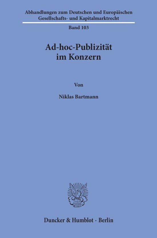 Ad-hoc-Publizität im Konzern - cover