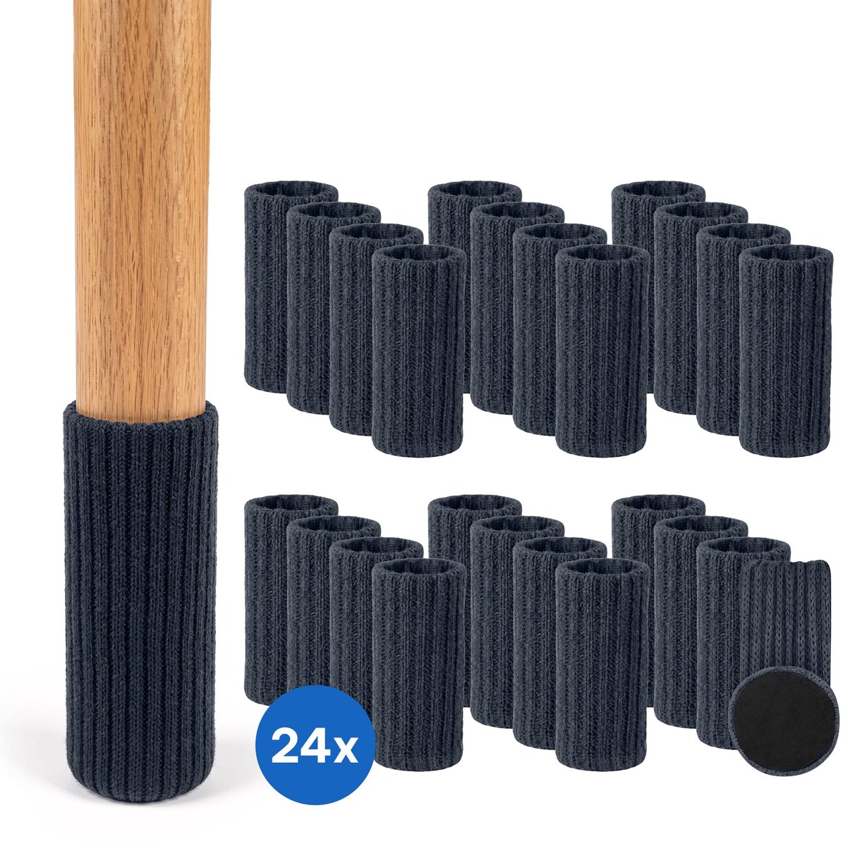 Lumivéra® Stoelpoot sokken set van 24 stuks (Donkergrijs) – Elastische Beschermers – Stoelbeschermer – Stoelsokjes met vilt - Stoelpootbeschermers - Stoelpootdoppen - Stoelsokken