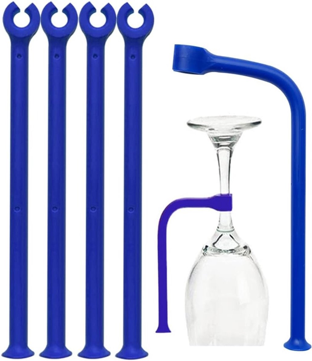 Siliconen Beschermers voor Wijn Glazen - 21cm Afwasmachine Bestendig - Set van 4 in Blauw