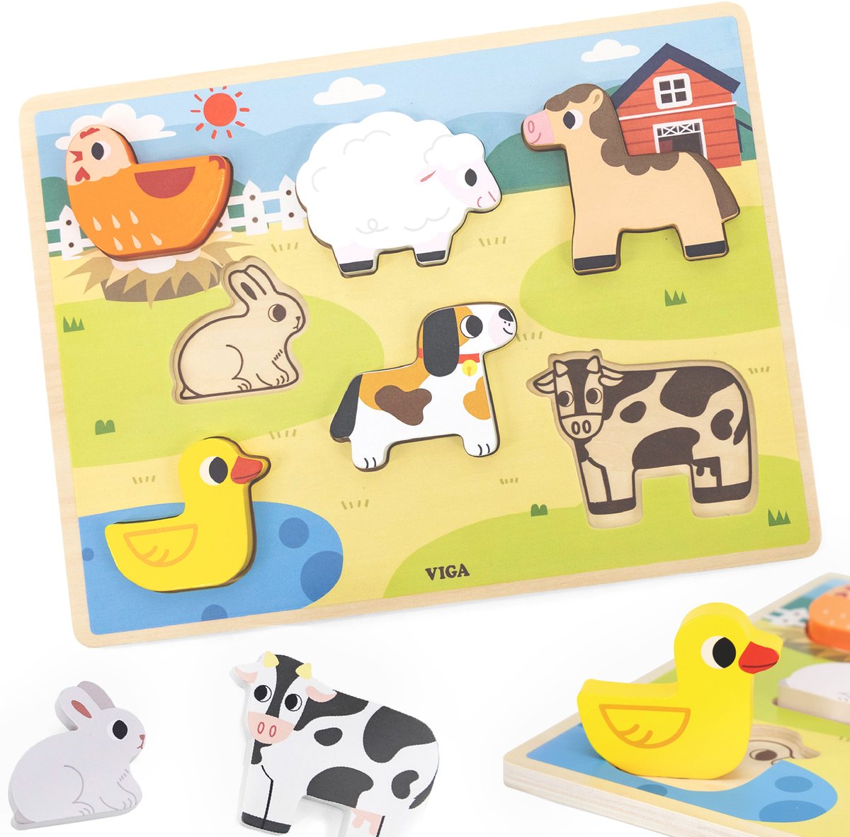 Houten Boerderij Puzzel 2-in-1 Montessori Vormen Leren