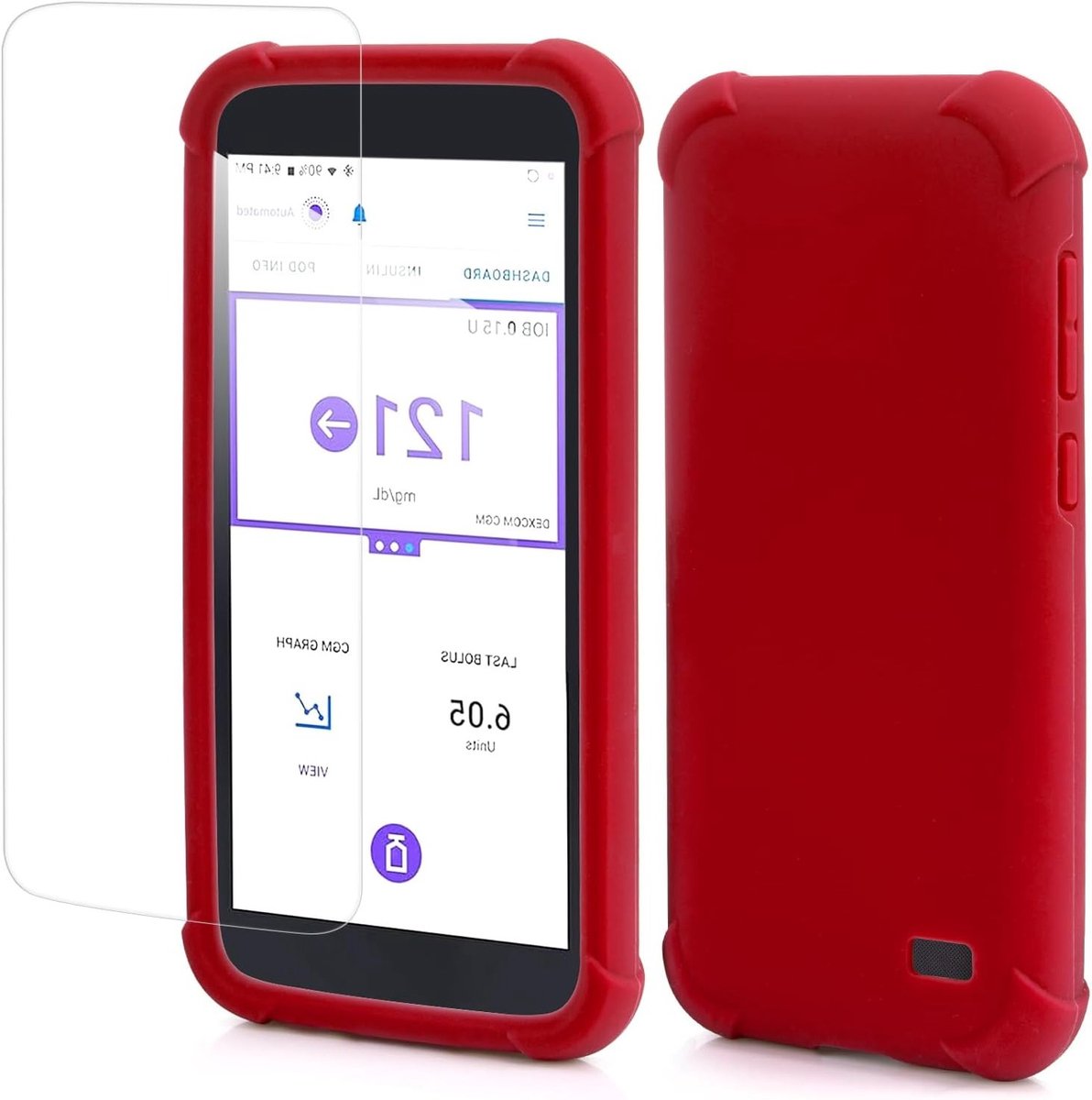 Siliconen Bescherming voor Omnipod 5 - Schokbestendige Case voor PDM en Ontvanger, Ideaal voor Diabetesbeheer (Rood)