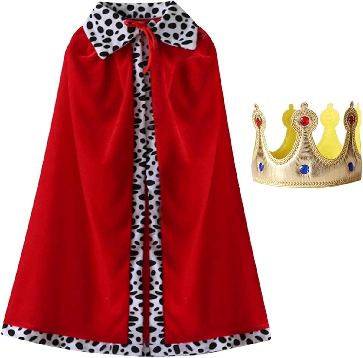 Koninklijke Cape met Kroon voor Prins of Koning - 90 cm Cosplay Kostuum voor Halloween, Carnaval en Themafeesten
