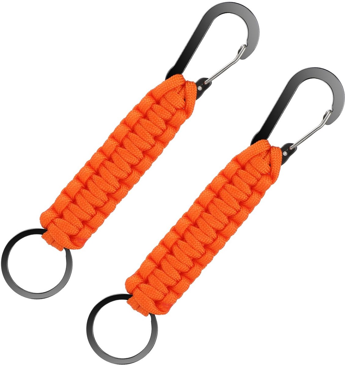 Vt products - Paracord Key Chain - Sleutelhanger met Karabijnhaak - Korte Lanyard voor Outdoor - Oranje - Handig voor Kamperen - Perfect voor Wandelen