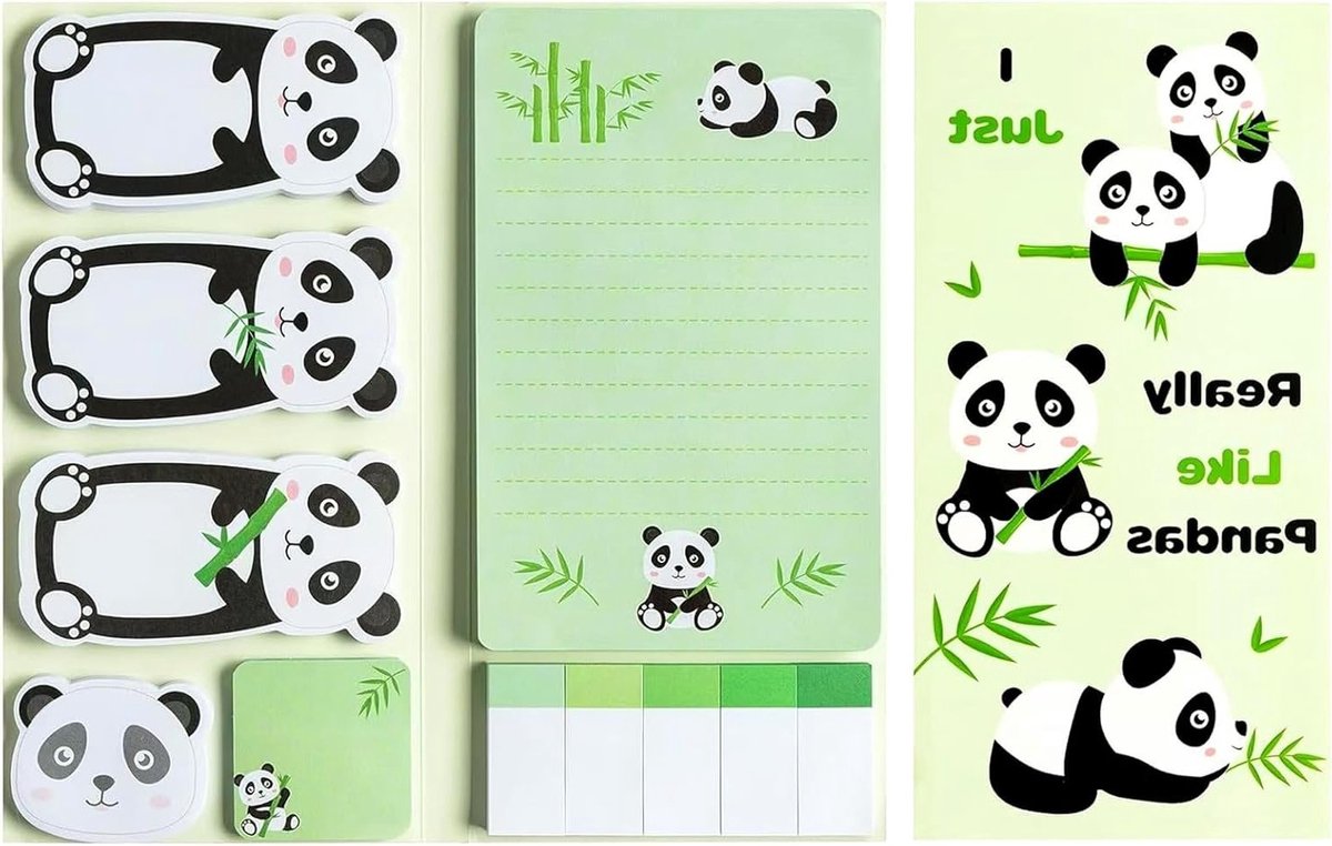 Schattige zelfklevende notitieset met panda ontwerp voor kantoor, school en thuisgebruik, perfecte memopads voor leraren en studenten