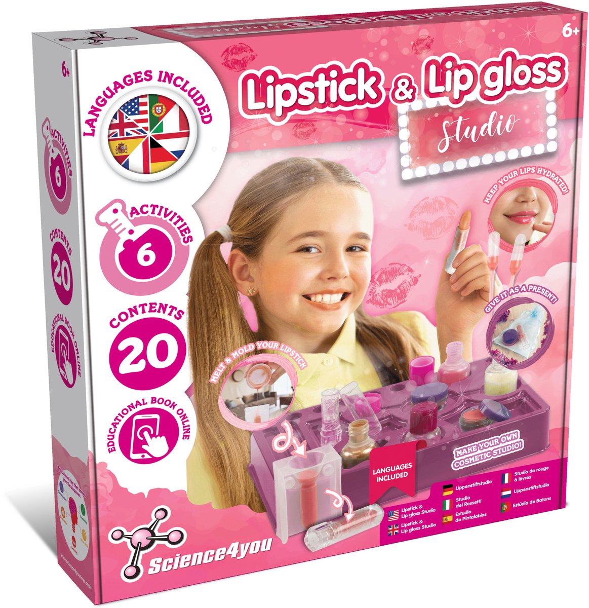 Science4you Lipstick & Lipgloss Maken Kit voor Meisjes – Maak je eigen lipgloss, lippenstift en lippenbalsem - inclusief 7 schoonheidsactiviteiten, origineel cadeau voor meisjes 8 9 10 11+