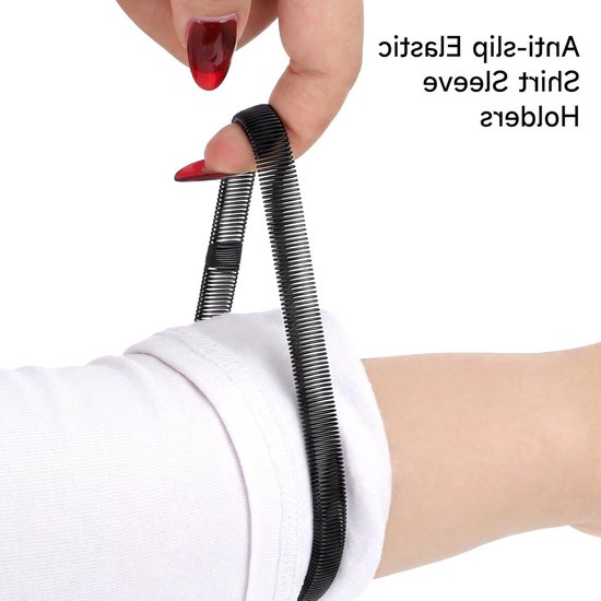 3 Paar Metallic Elastische Mouwenhouders voor Dames en Heren, Antislip Mouwenhouders voor Lange Mouwen Overhemden in Zwart en Wit — afbeelding 2