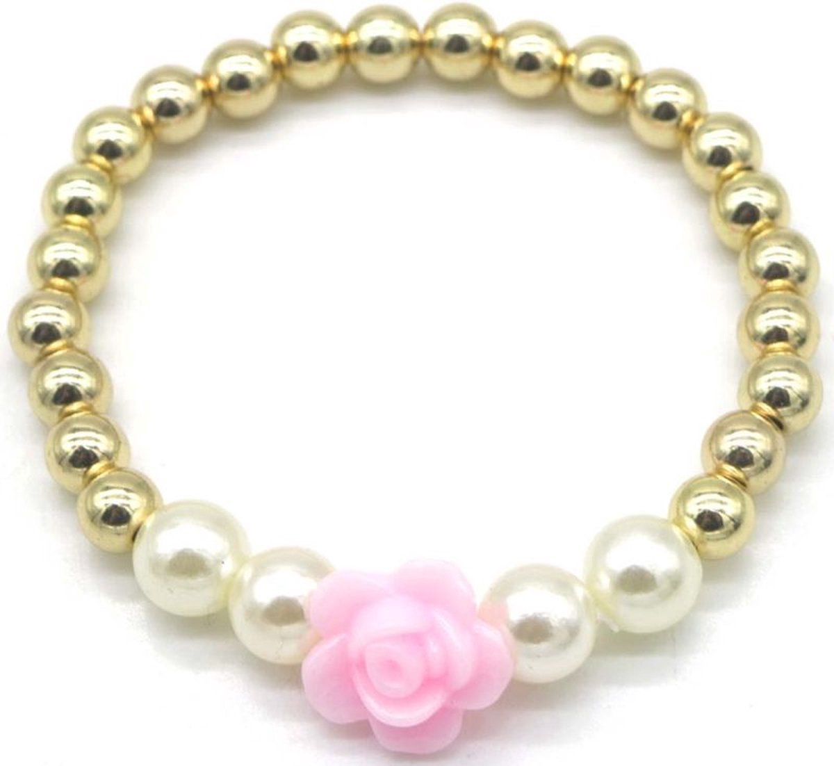 She life style - Armband voor kinderen - Bloem - Roze/Goud