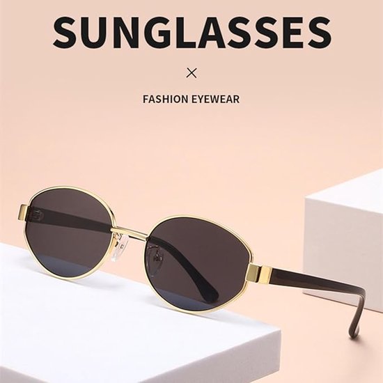 Mode - Ovale metalen zonnebril - Retro-sport zonnebril voor dames - Zonnebril met spiegelglazen voor dames - UV400 — afbeelding 3