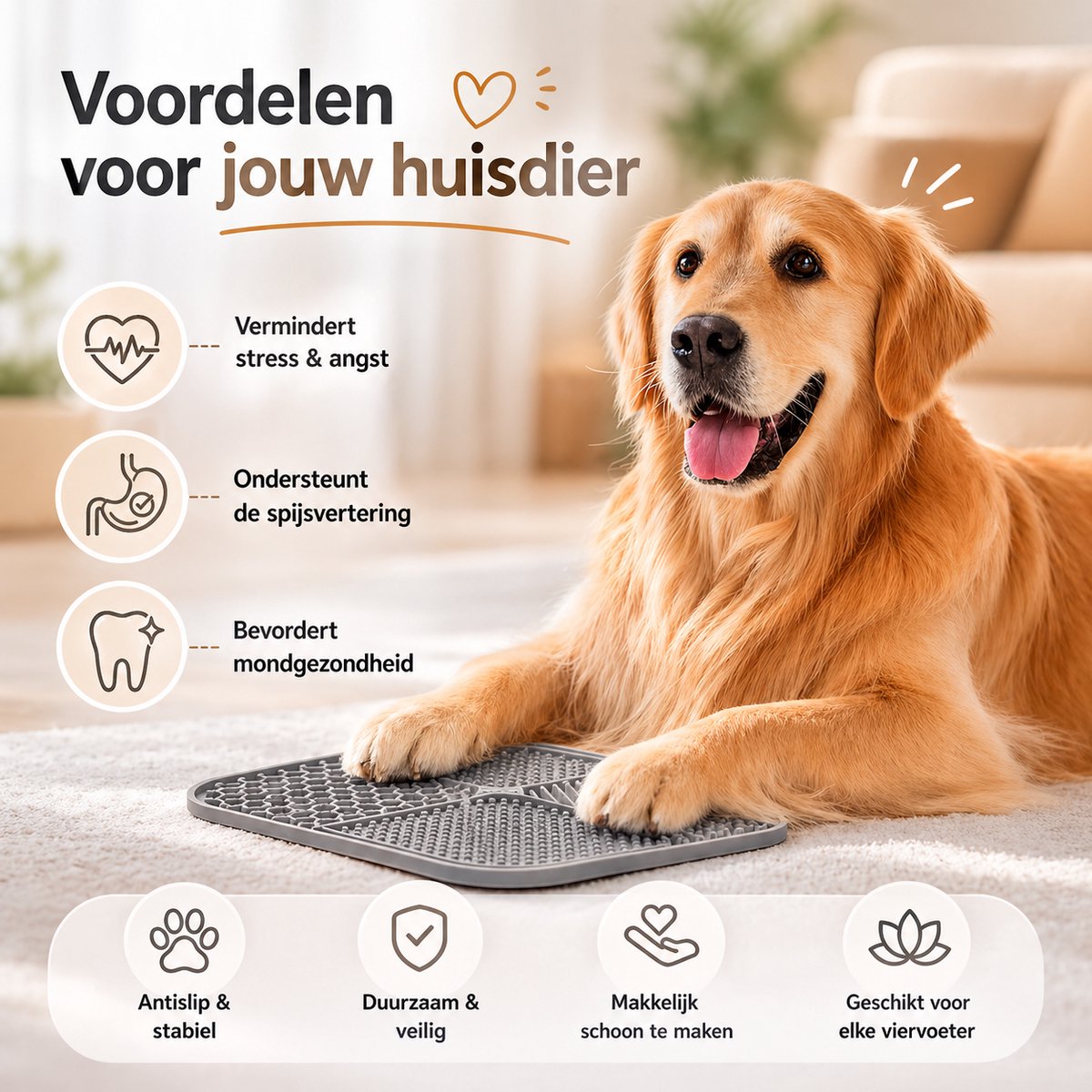 BOTC Likmat Hond met Silicone spatulas - Grijs /Beige thumbnail 5