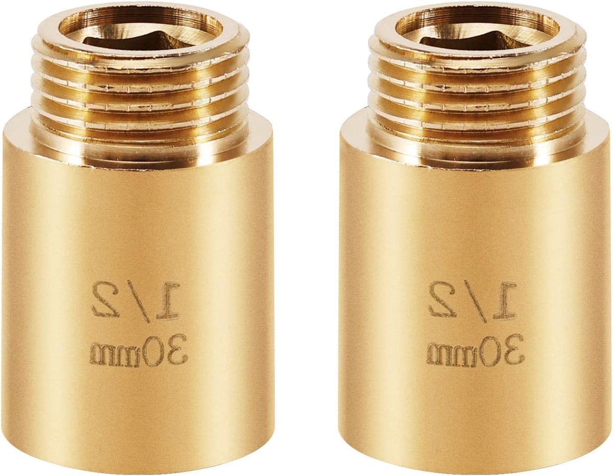 Brass Faucet Extension 30mm x 1/2 inch - Verlenging voor Douchekoppen en Kranen met DN15 Draad en 1/2 Inch Aansluiting