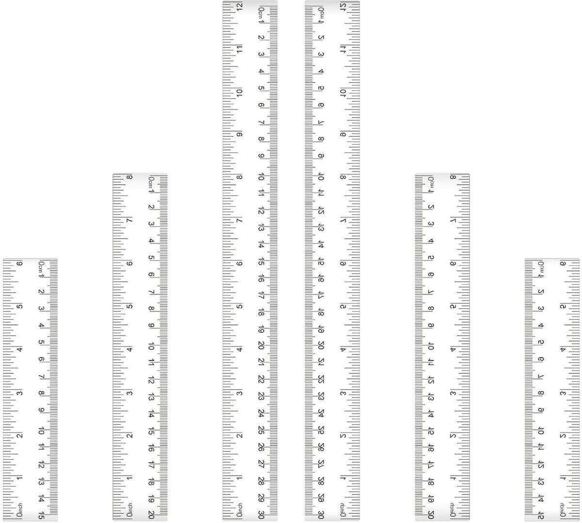 Set van 6 Transparante Plastic Linialen, Meetinstrumenten voor School en Kantoor, Dubbelzijdige Meetlatten in Voet en Inch (3 Maten) voor Precisie en Nauwkeurigheid