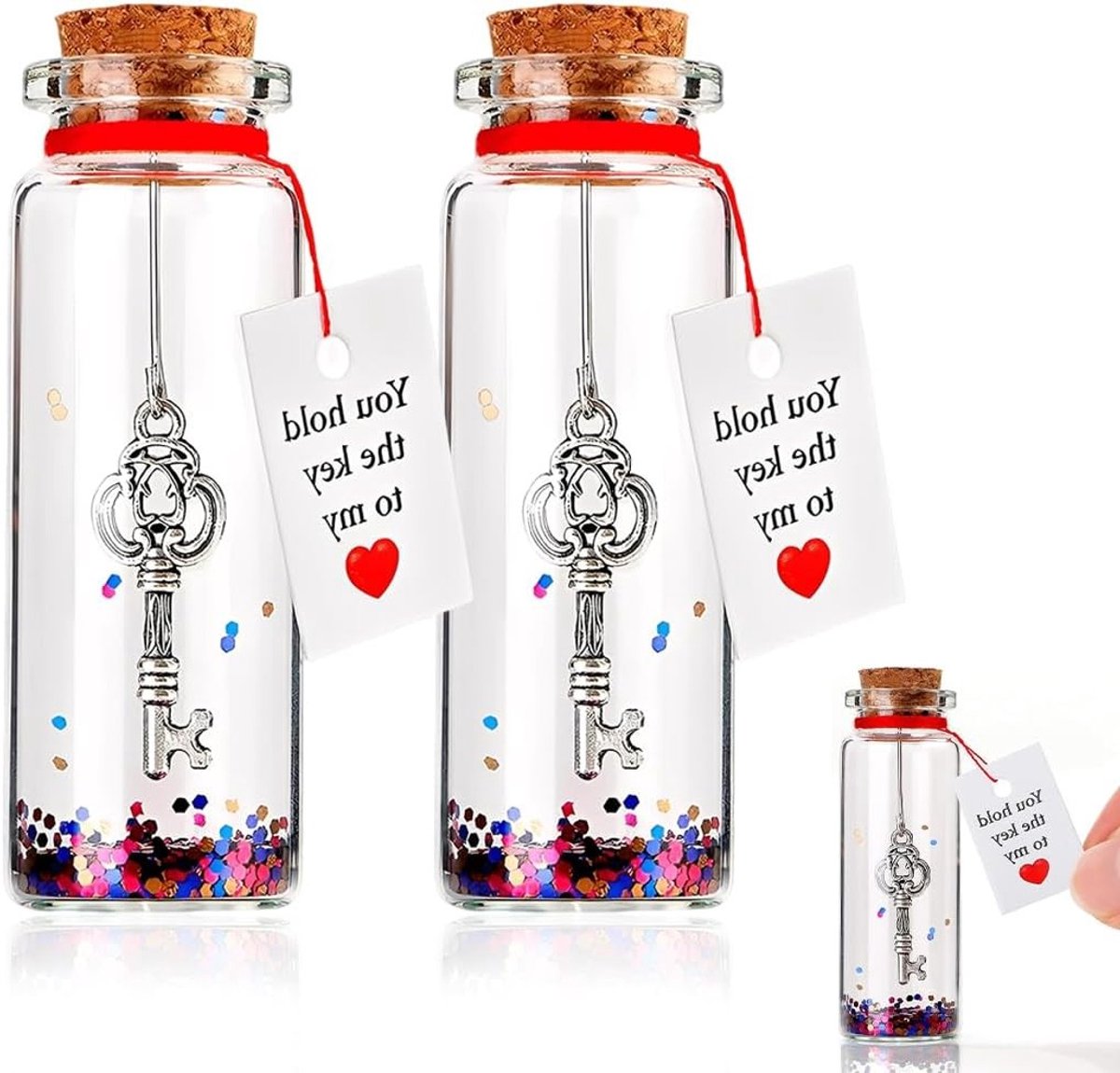 Wensflessen set van 2, origineel jubileumcadeau, romantisch Valentijnsdagcadeau, persoonlijke boodschap voor vriend of vriendin