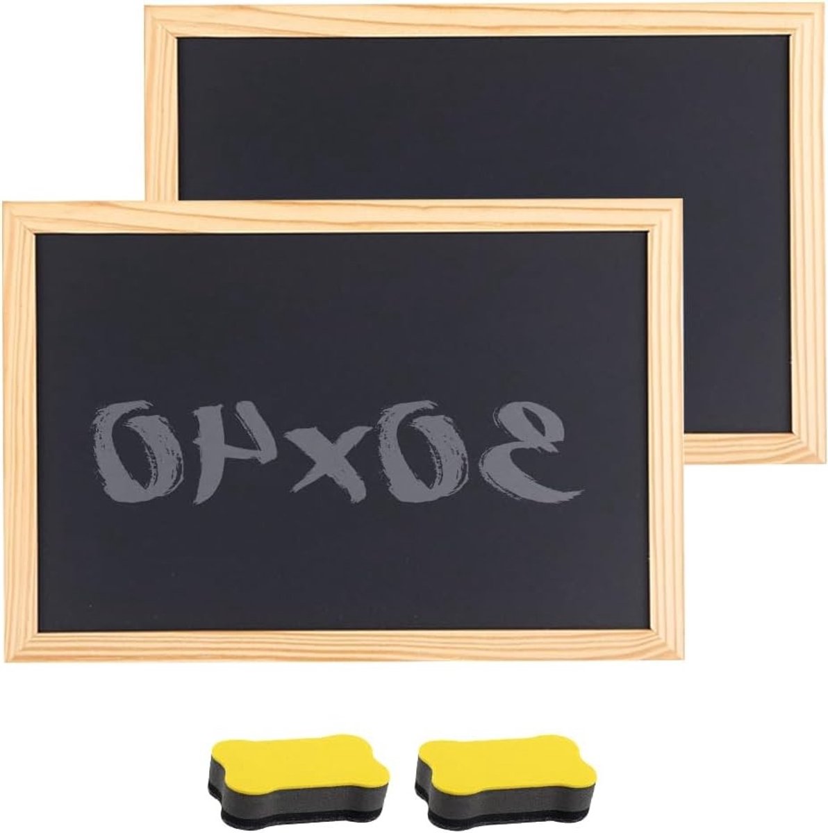 Krijtbord met Houten Frame 40 x 30 cm, A3 Slate Board voor Schrijven, Ideaal voor Bruiloften, Notities en Feesten, Set van 2