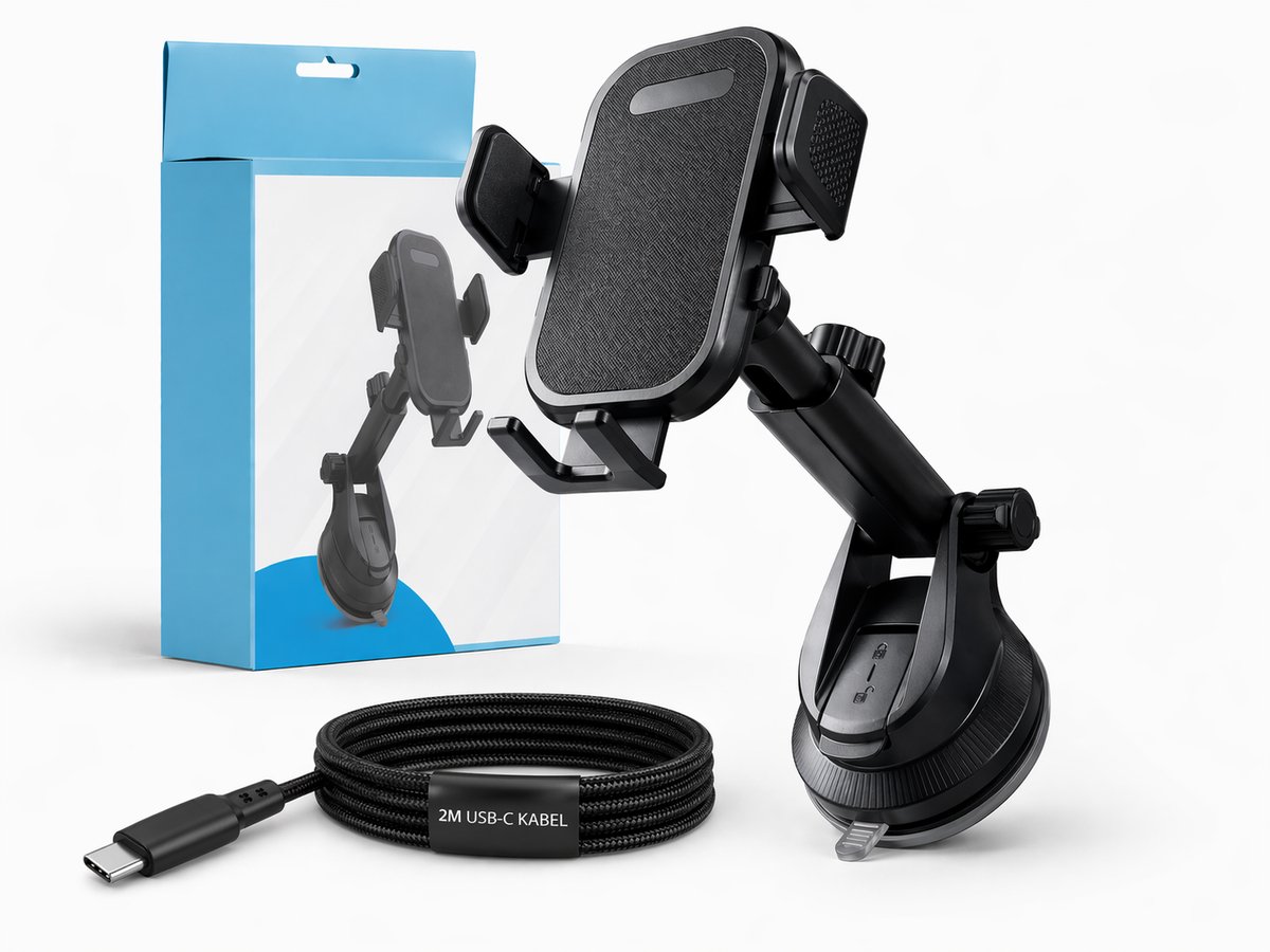 Nereb Autohouder Telefoon met Extra Sterke Zuignap – Universele GSM Houder Auto voor Raam & Dashboard – Trillingsvrij – Verstelbaar – Geschikt voor Alle Smartphones – Telefoonhouder auto accessoire