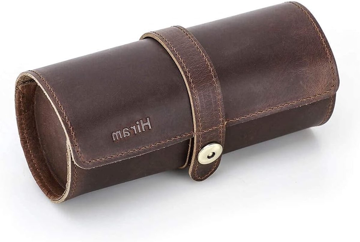 Handgemaakte leren reiskoffer voor 3 horloges, draagbare horloge-opbergtas en organizer voor onderweg