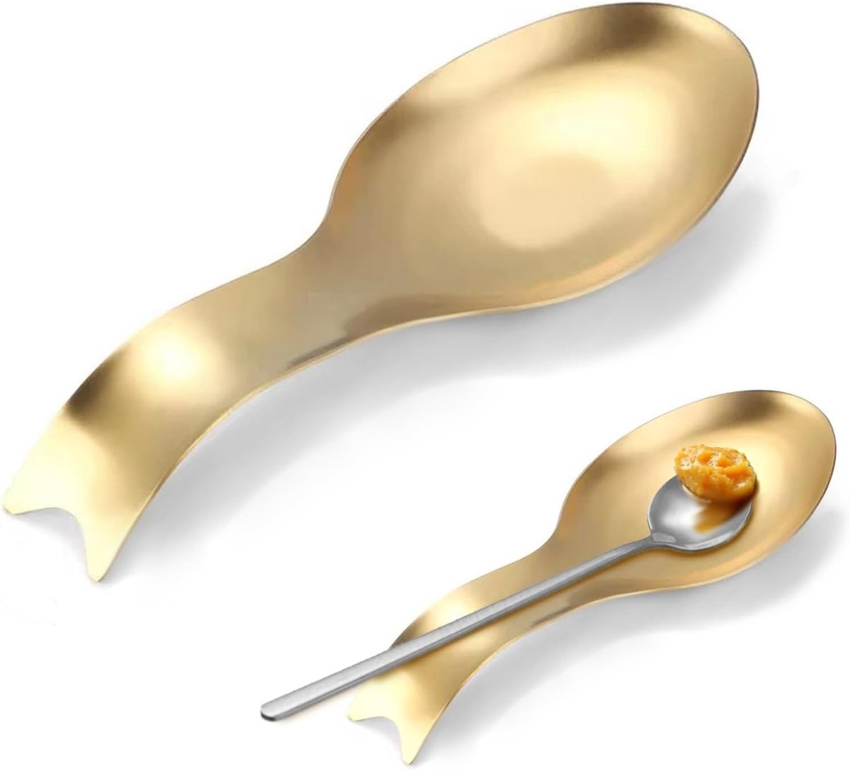 Grote RVS Lepelhouder voor Aanrecht - Keukenhulpmiddel voor Opgeruimd Koken, Vaatwasserbestendig en Ruimtebesparend - 26.7 x 9.5 cm (Goud)