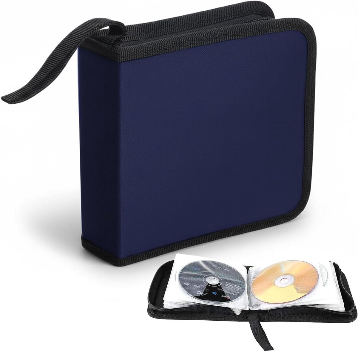 CD-opbergtas voor 40 schijven - DVD, CD en disc opslagoplossing voor auto en thuis, ruimtebesparend en praktisch, blauw