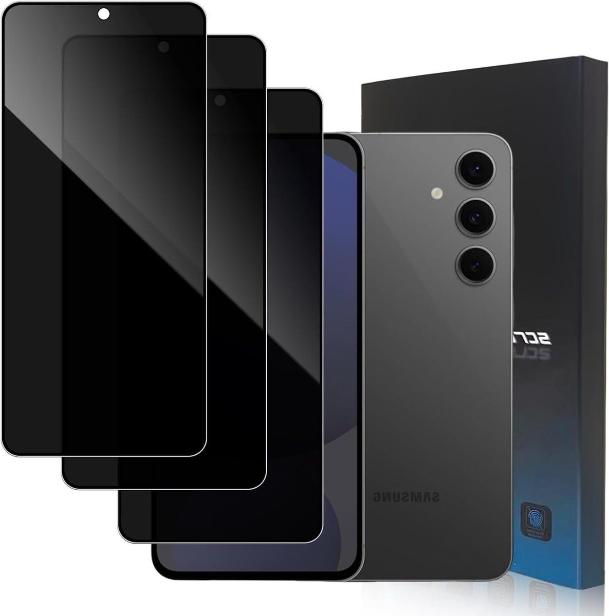 Privacyfolie voor Samsung Galaxy S24 FE 6,7 inch - 9H Hardheid, Anti-Spy, Vingerafdrukbestendig, Gehard Glas, Displaybescherming, Pantserfolie, 3 Stuks