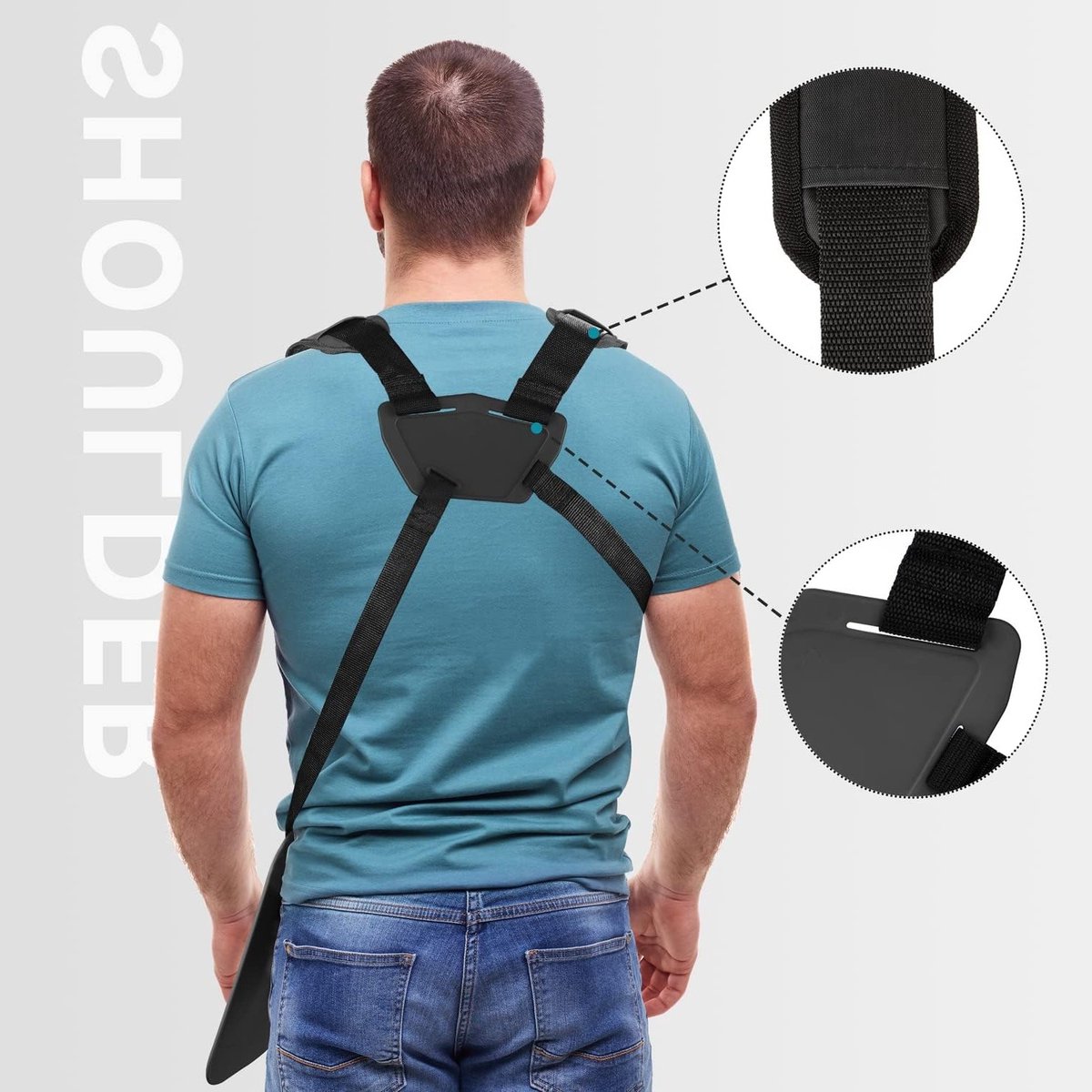 Trimmer Schouderband - Dubbele Schouderharnas met Duurzame Nylon Strap, Verstelbaar voor Bosmaaier en Tuinonderhoud, Geschikt voor Diverse Modellen