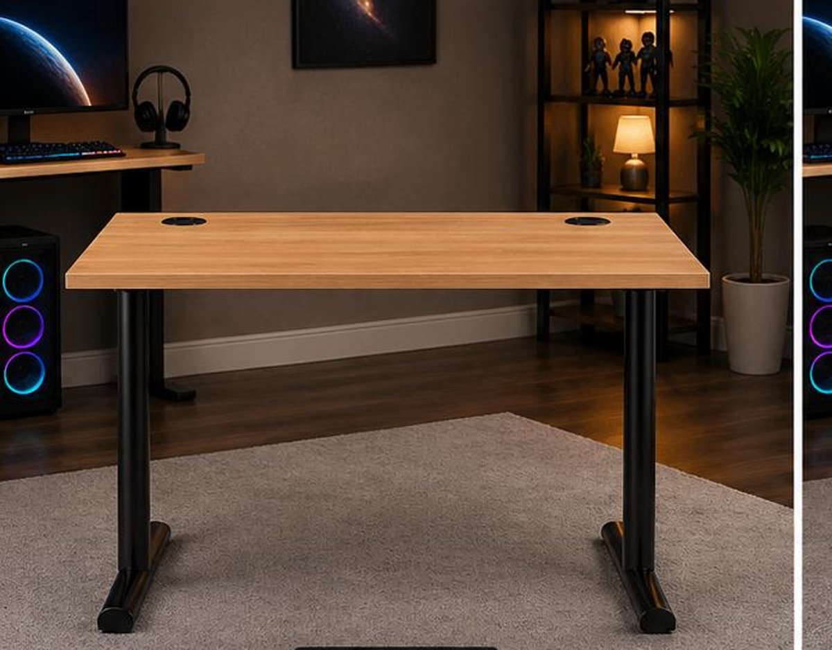 Computerbureau Compact 120x60x73.6 cm met Kabelmanagement – Gaming Bureau en Kantoorbureau met 25 mm Werkblad, Modern Design, Ruimtebesparend – Wit/Zwart – Vermissen